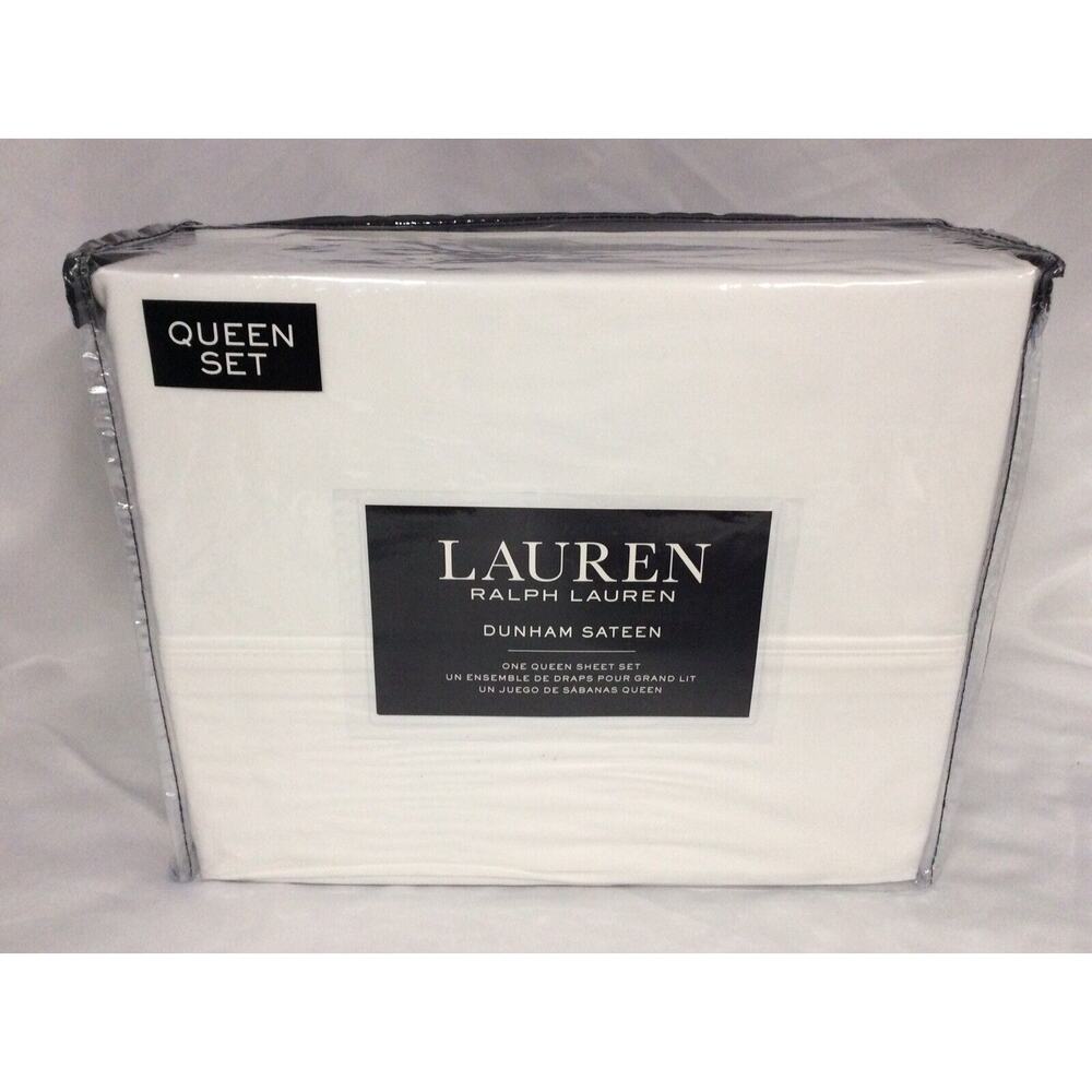 NEW Ralph Lauren DUNHAM SATEEN Queen Sheet Set 4pc White